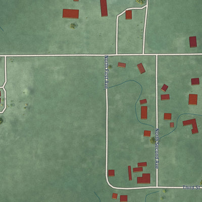 Close-up of the map of Judyville, Indiana print showing street and building detail