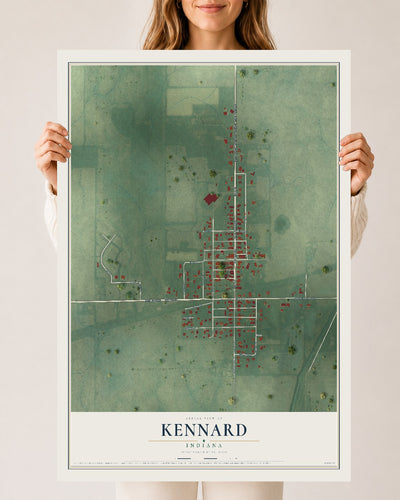 Map of Kennard, Indiana, 24 x 36 inch unframed archival matte print