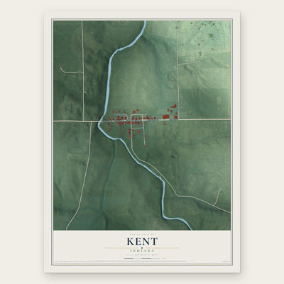 Kent, Indiana map print, the full design