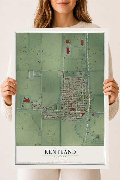 Map of Kentland, Indiana, 18 x 24 inch unframed archival matte print