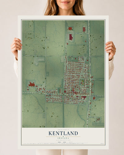 Map of Kentland, Indiana, 24 x 36 inch unframed archival matte print