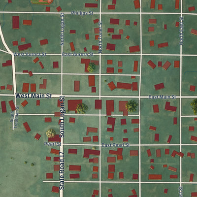 Close-up of the map of Kewanna, Indiana print showing street and building detail