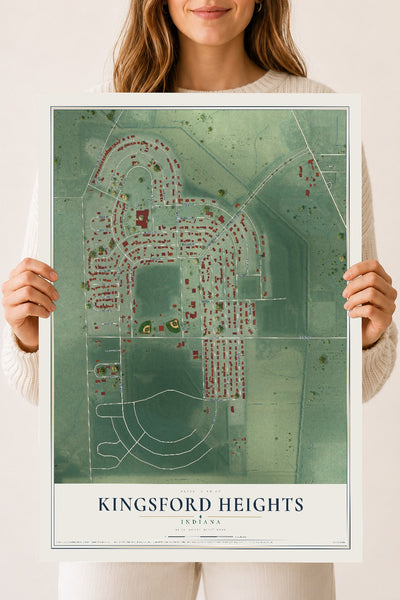 Map of Kingsford Heights, Indiana, 18 x 24 inch unframed archival matte print