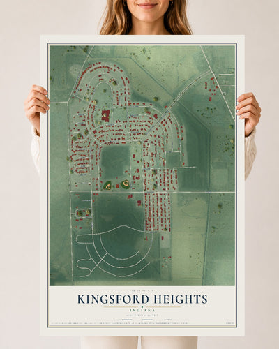 Map of Kingsford Heights, Indiana, 24 x 36 inch unframed archival matte print
