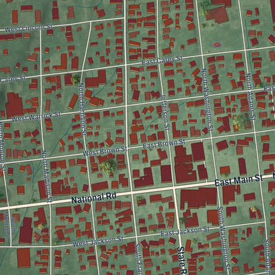Close-up of the map of Knightstown, Indiana print showing street and building detail