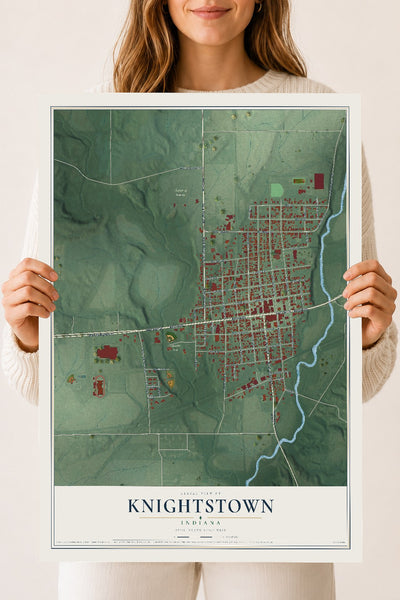 Map of Knightstown, Indiana, 18 x 24 inch unframed archival matte print