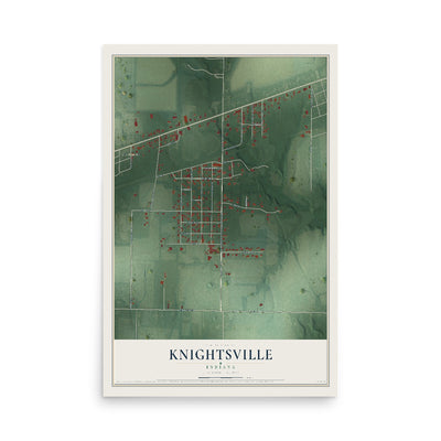 Map of Knightsville, Indiana, 12 x 18 inch unframed archival matte print