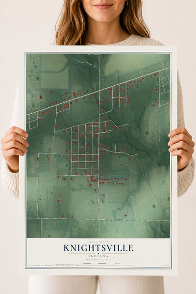 Map of Knightsville, Indiana, 18 x 24 inch unframed archival matte print
