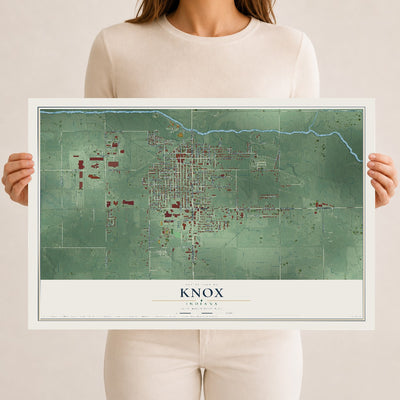 Map of Knox, Indiana, 12 x 18 inch unframed archival matte print
