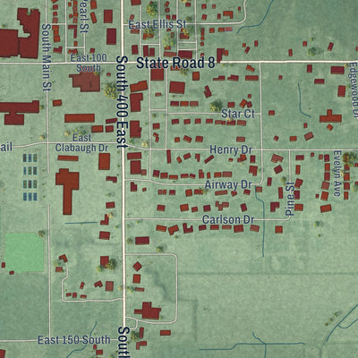 Second close-up of the map of Knox, Indiana print showing more streets and buildings