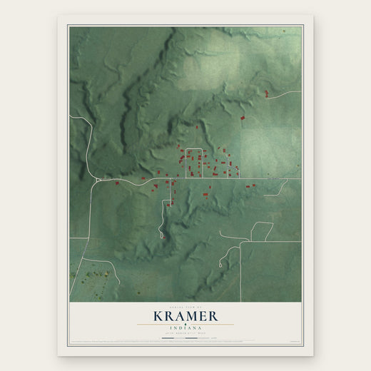 Kramer, Indiana map print, the full design