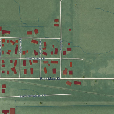 Second close-up of the map of La Crosse, Indiana print showing more streets and buildings