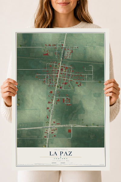 Map of La Paz, Indiana, 18 x 24 inch unframed archival matte print