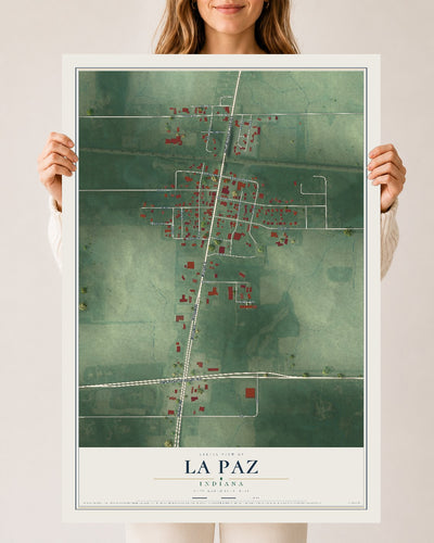 Map of La Paz, Indiana, 24 x 36 inch unframed archival matte print