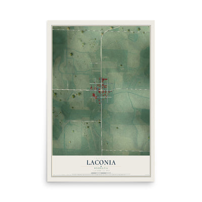 Map of Laconia, Indiana, 12 x 18 inch unframed archival matte print