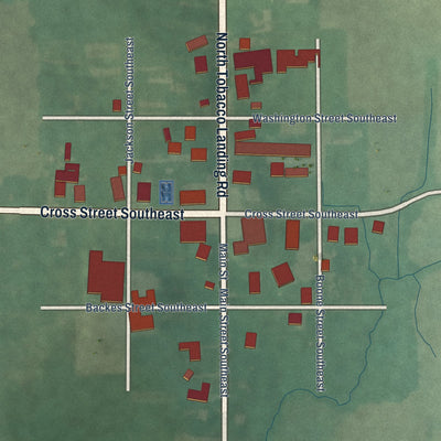 Close-up of the map of Laconia, Indiana print showing street and building detail