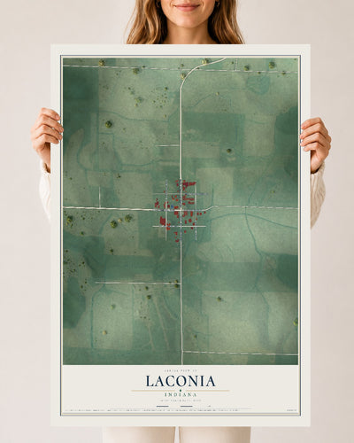 Map of Laconia, Indiana, 24 x 36 inch unframed archival matte print