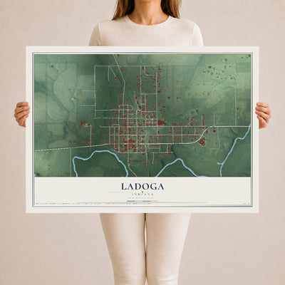 Map of Ladoga, Indiana, 24 x 36 inch unframed archival matte print