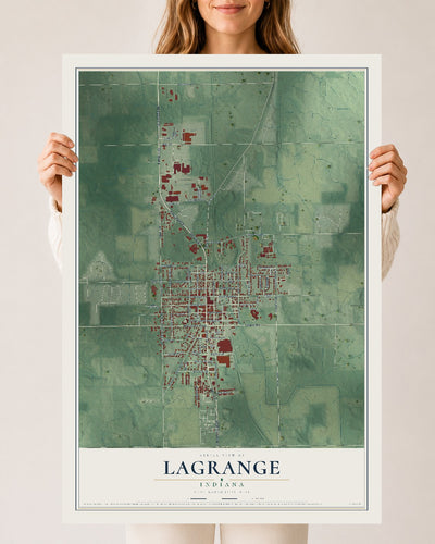 Map of Lagrange, Indiana, 24 x 36 inch unframed archival matte print