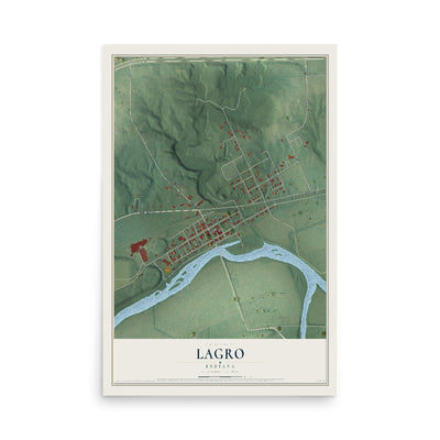 Map of Lagro, Indiana, 12 x 18 inch unframed archival matte print