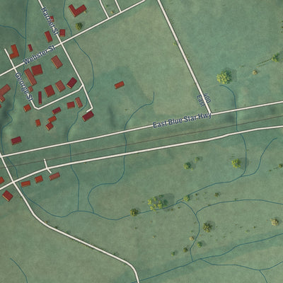 Second close-up of the map of Lagro, Indiana print showing more streets and buildings