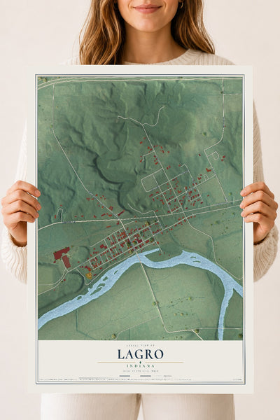Map of Lagro, Indiana, 18 x 24 inch unframed archival matte print