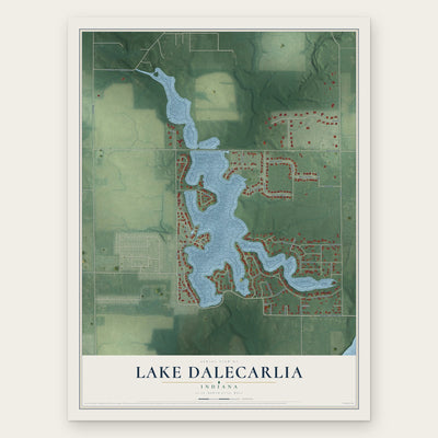 Lake Dalecarlia, Indiana map print, the full design