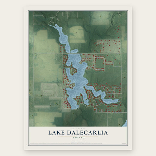 Lake Dalecarlia, Indiana map print, the full design