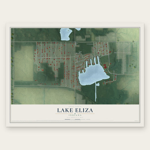 Lake Eliza, Indiana map print, the full design