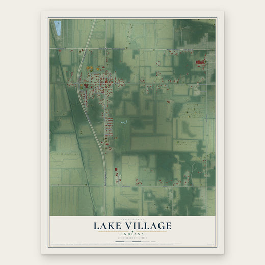 Lake Village, Indiana map print, the full design