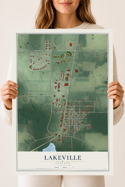 Map of Lakeville, Indiana, 18 x 24 inch unframed archival matte print