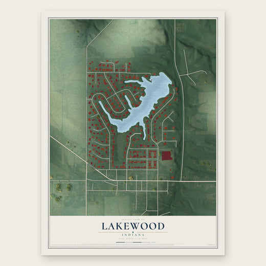 Lakewood, Indiana map print, the full design