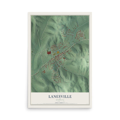 Map of Lanesville, Indiana, 12 x 18 inch unframed archival matte print