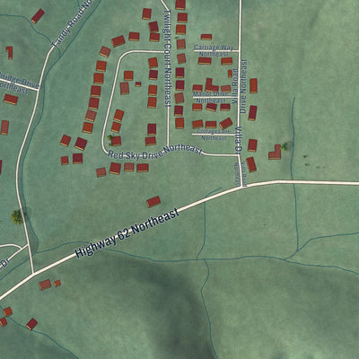 Second close-up of the map of Lanesville, Indiana print showing more streets and buildings
