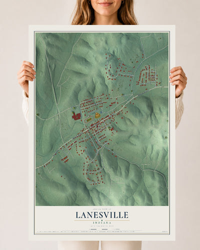 Map of Lanesville, Indiana, 24 x 36 inch unframed archival matte print