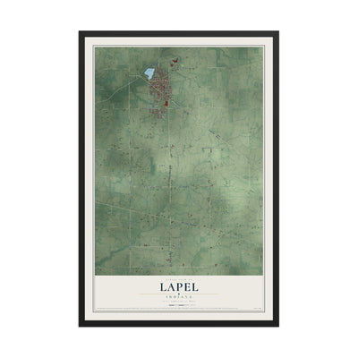 Map of Lapel, Indiana, 12 x 18 inch print in a black wood frame