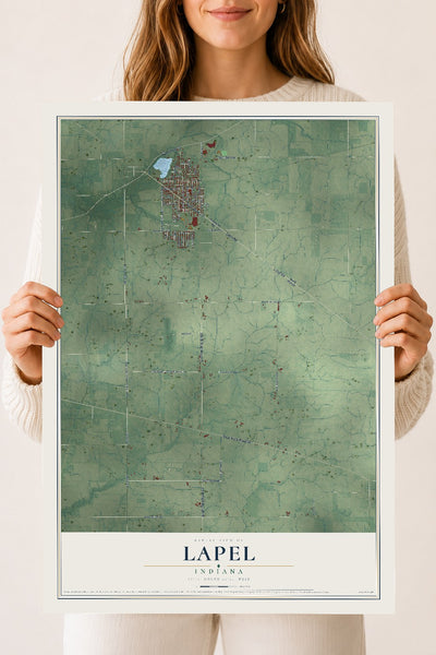 Map of Lapel, Indiana, 18 x 24 inch unframed archival matte print