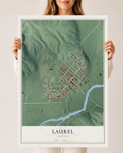 Map of Laurel, Indiana, 24 x 36 inch unframed archival matte print