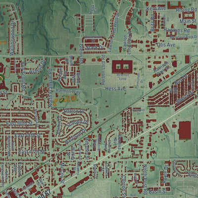 Second close-up of the map of Lawrence, Indiana print showing more streets and buildings