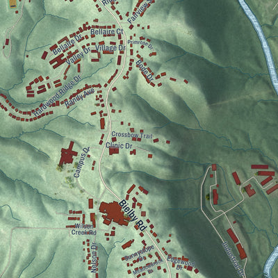 Second close-up of the map of Lawrenceburg, Indiana print showing more streets and buildings