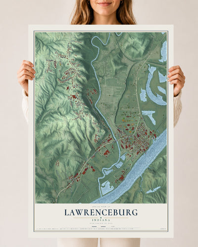 Map of Lawrenceburg, Indiana, 24 x 36 inch unframed archival matte print