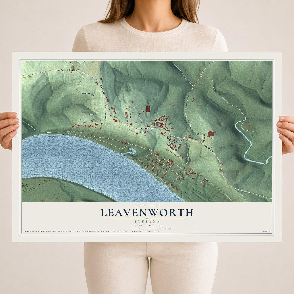 Map of Leavenworth, Indiana, 18 x 24 inch unframed archival matte print