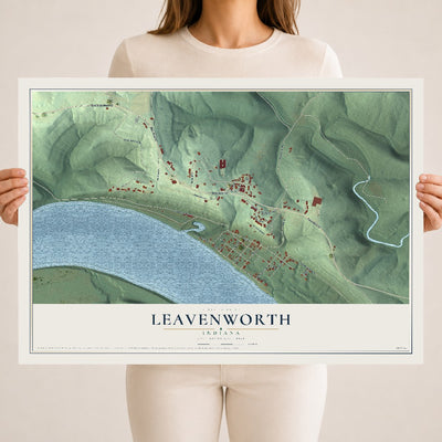 Map of Leavenworth, Indiana, 18 x 24 inch unframed archival matte print