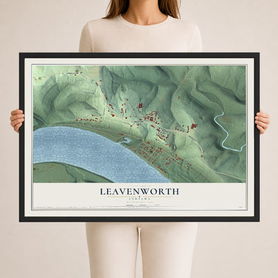 Map of Leavenworth, Indiana, 24 x 36 inch print in a black wood frame