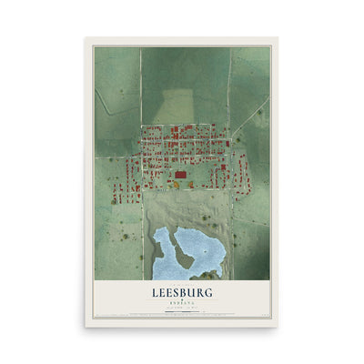 Map of Leesburg, Indiana, 12 x 18 inch unframed archival matte print