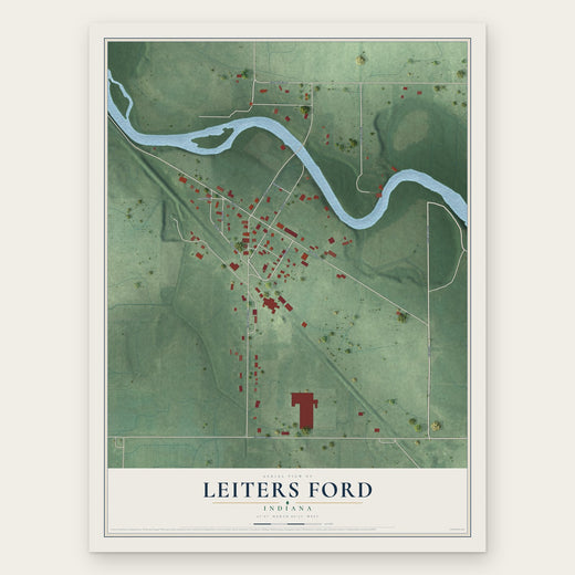 Leiters Ford, Indiana map print, the full design