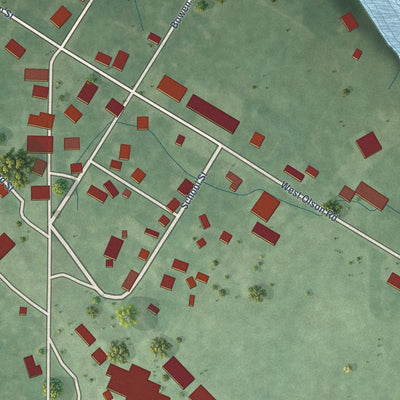 Close-up of the map of Leiters Ford, Indiana print showing street and building detail