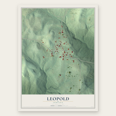 Leopold, Indiana map print, the full design
