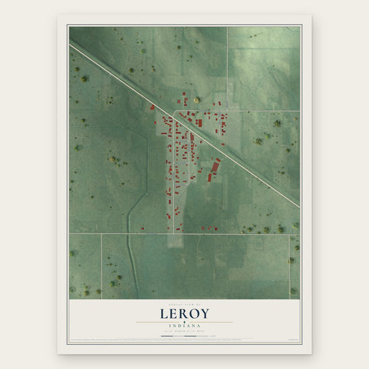 Leroy, Indiana map print, the full design