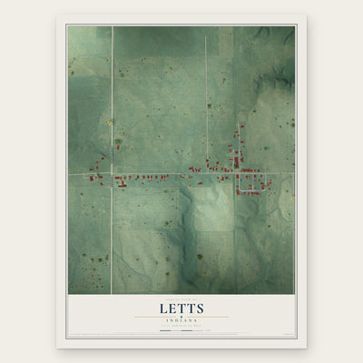 Letts, Indiana map print, the full design